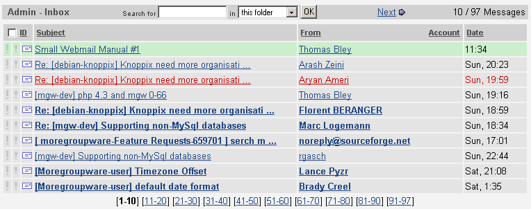 The mail list